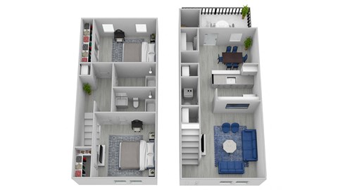 Floor plan for 2 beds, 2 baths, 1108 sqft